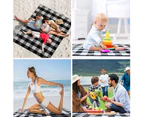 Large Waterproof Picnic Blanket with Luxury PU Leather Carrier, 3 Layered Foldable Picnic Rug - Black