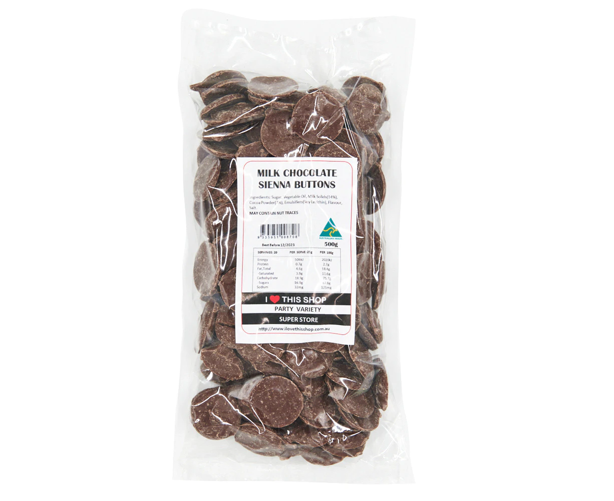 500g Milk Chocolate Sienna Buttons