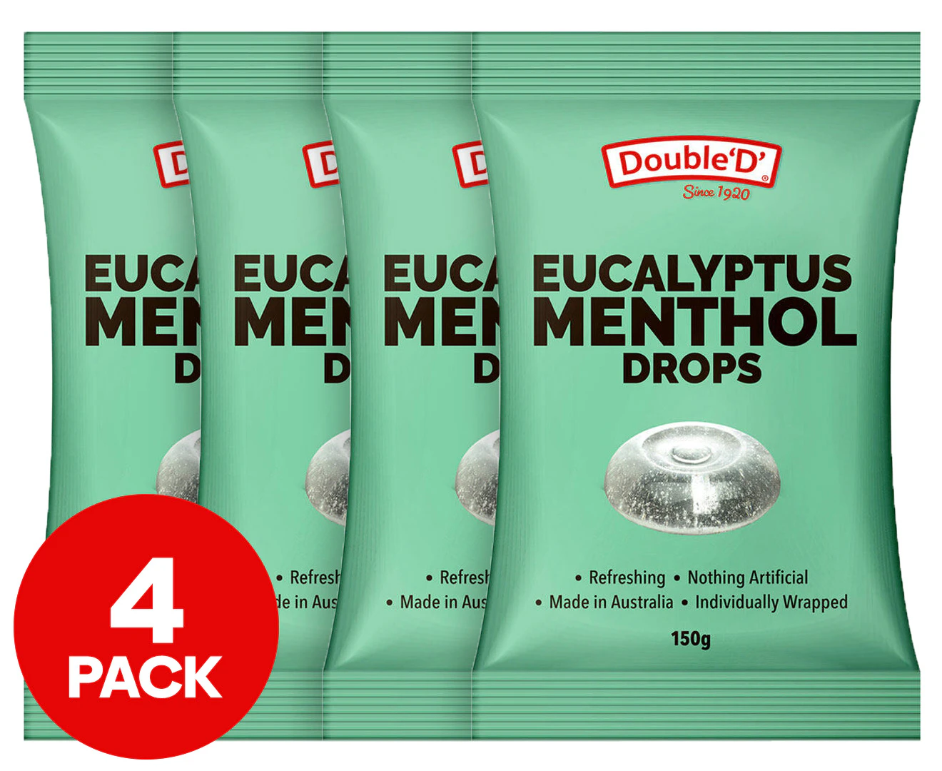 4 x Double 'D'  Eucalyptus Menthol Drops 150g