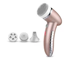 4 In 1 Electric Women Safe Wash Facial Cleansing Brush IPX6 USB Female Electric Face Cleaning Apparatus Nu Face Skin Care - White SET