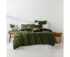 In2Linen Chunky Waffle Pure Cotton Quilt Cover Set I Olive Green
