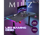 MIUZ 160cm RGB Computer Gaming Desk Office Laptop Table Standing Desk Height Adjustable - 3 Sizes