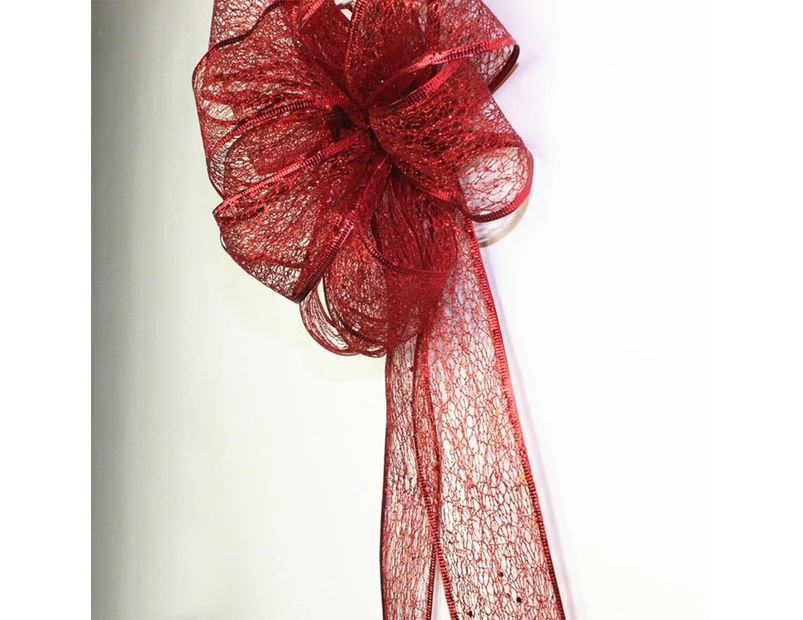 Christmas Tree Topper Red Bow Red Gift Bow Christmas Tree Bow Topper with Streamer Red Edge Christmas Bow-knot Bouquet