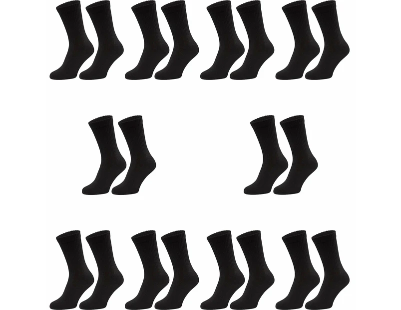 10 Pair Rio Active Crew Cotton Rich Mens Business Sports Black Socks Bulk S7266W