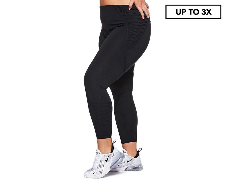 Nike Women's Plus Size One Luxe 7/8 Lace Leggings / Tights - Black