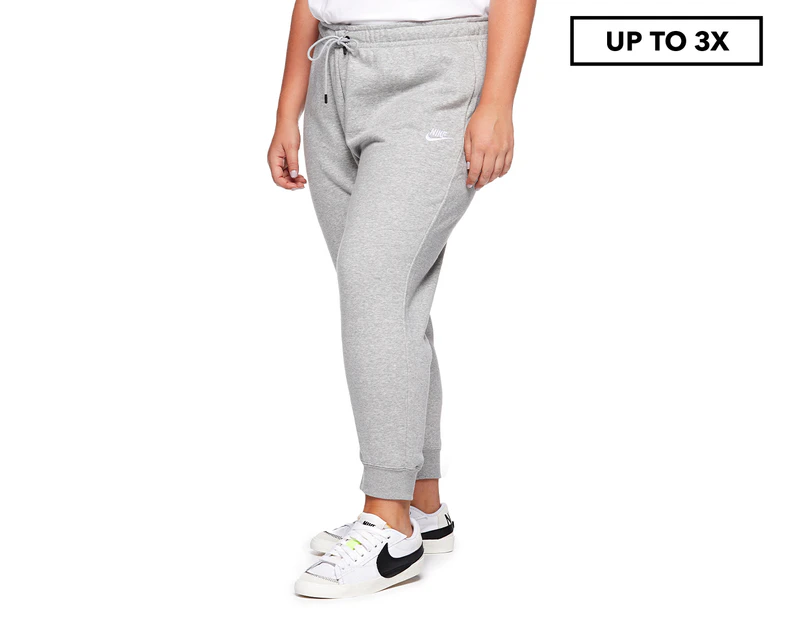 Nike Sportswear Women's Essential Fleece Mid-Rise Plus Pants - Dark Grey Heather/White