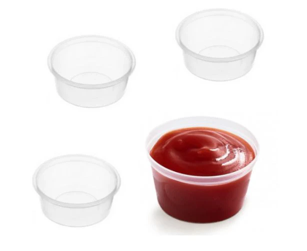 50 X 70Ml Clear Plastic Sauce Containers With Lids Takeaway Grazing Container