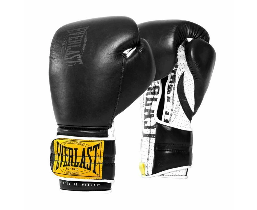 Everlast 1910 Classic Sparring Boxing Hook & Loop Gloves Box Gloves Black 12Oz