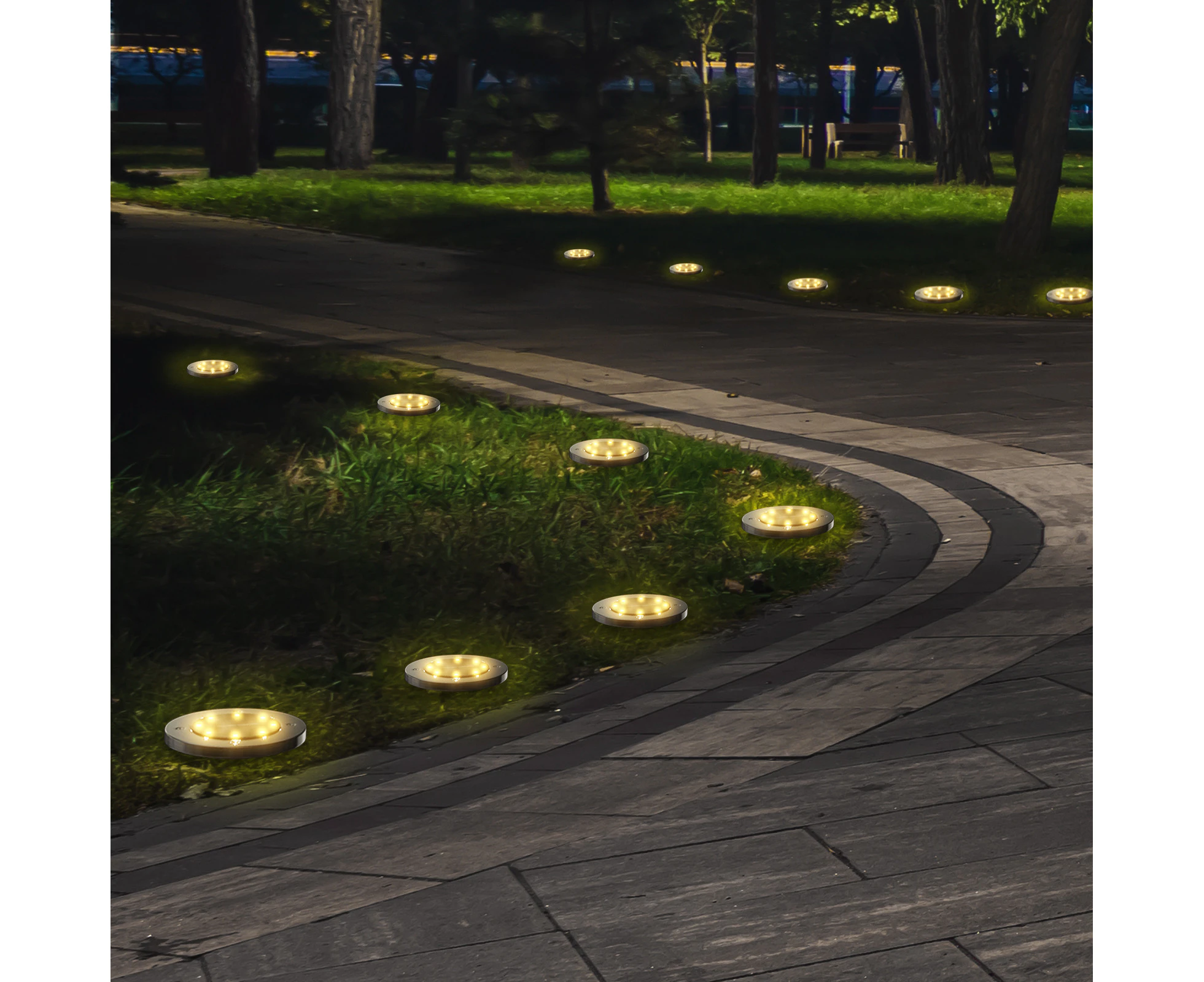 Solar Garden Lights 24 pack Waterproof Solar Ground Lights Outdoor Garden In-Ground Lights Landscape Lights White Light