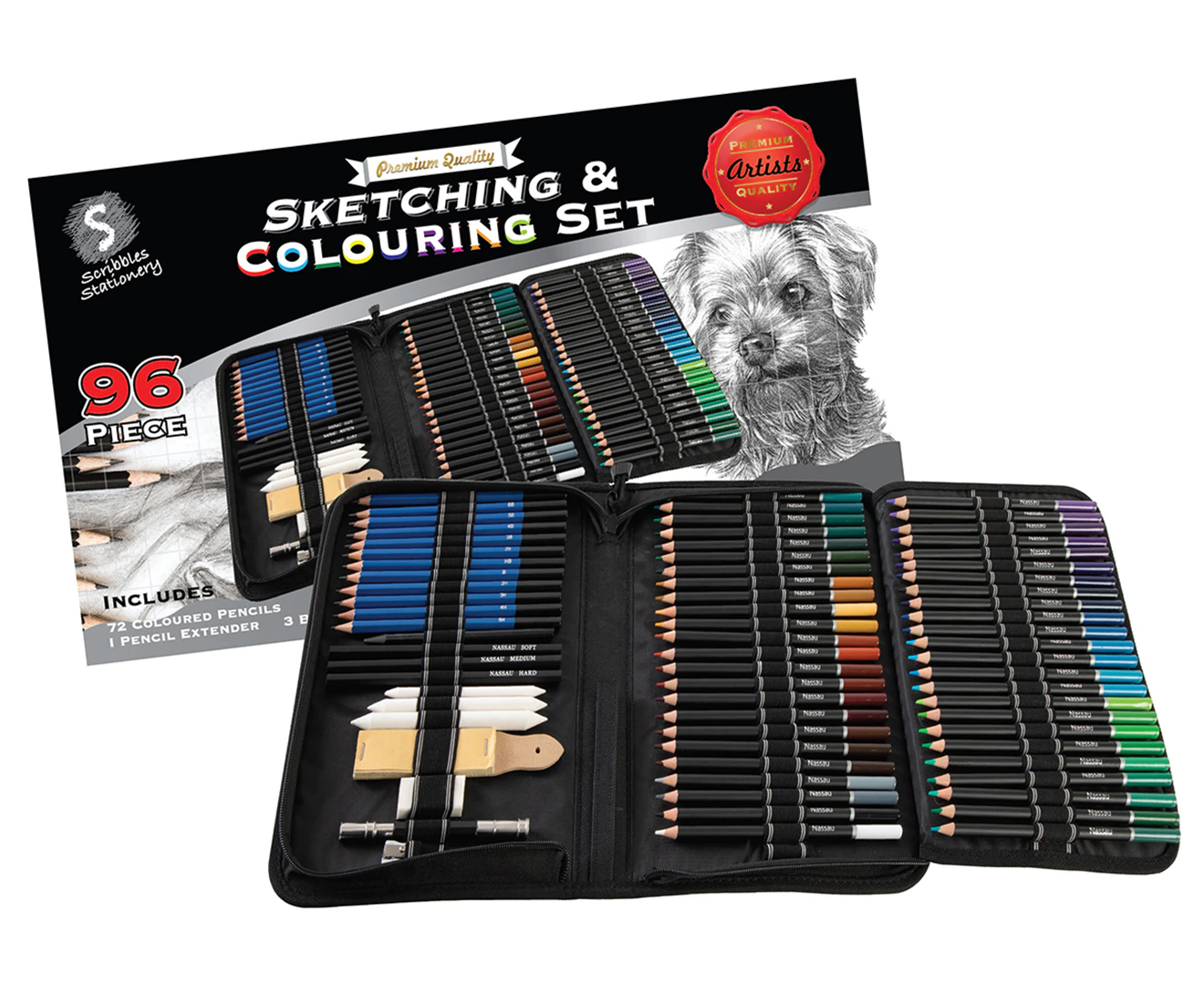 96 Piece Sketching And Colouring Set