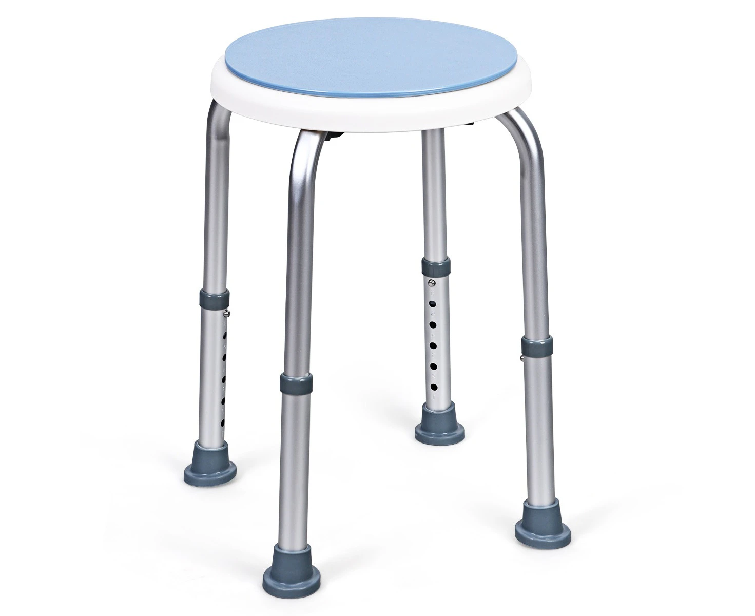 Costway 360° Rotating Shower Stool Height Adjustable Bath Chair Aluminum Senior Elderly Bathroom w/Anti-Slip Rubber