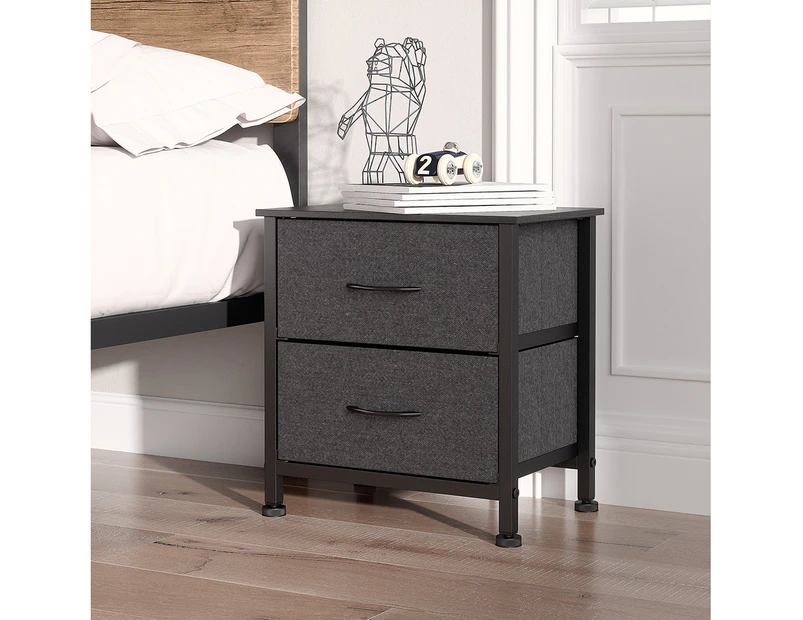 Levede Storage Cabinet Chest of 2 Drawers Tower Bed Sofa Side End Table Dresser - Grey