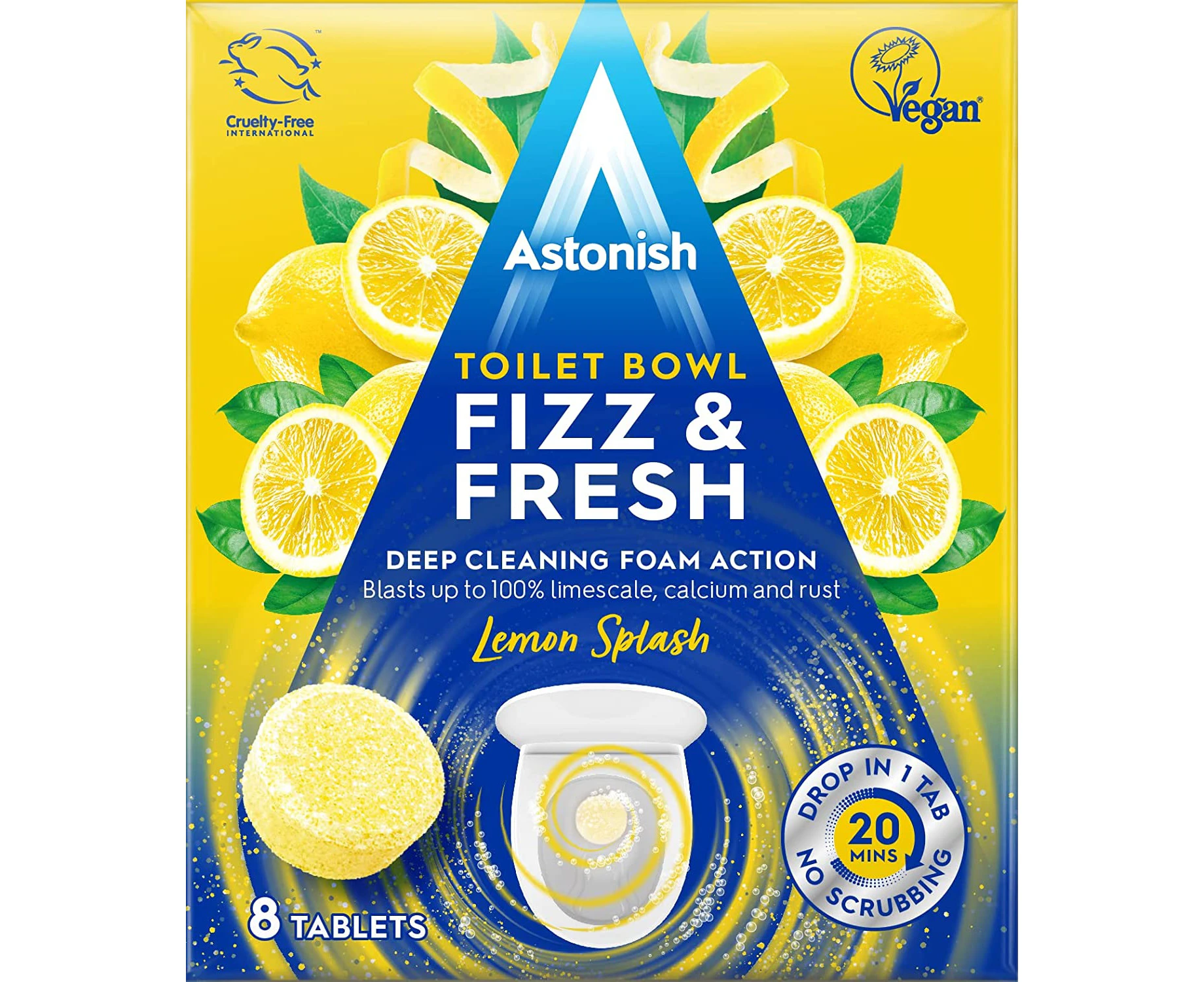 Astonish Toilet Bowl Fizz and Fresh Lemon Splash Tablets 8 Pack