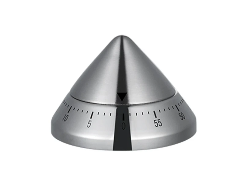 Cone Shaped Stainless Steel Kitchen Timer 60 Minutes Mechanical Cooking Reminder