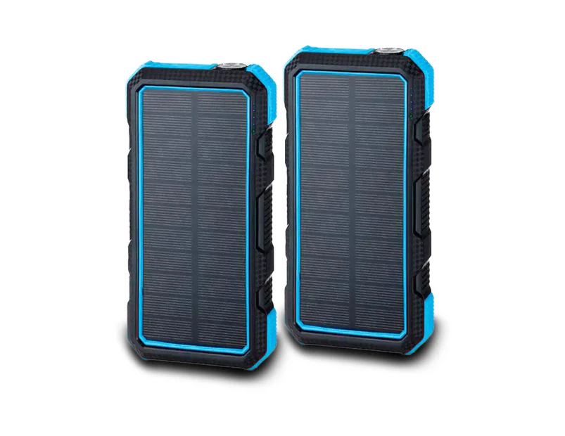 Maxxlee 2x BLUE 20000mAh Qi Wireless Charger Solar Power Bank 18W PD Type C QC3.0 Dual USB Fast Charging