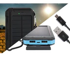 Maxxlee 2x BLUE 10000mAh Solar Power Bank Dual USB Battery Charger Portable Torch Light Compass