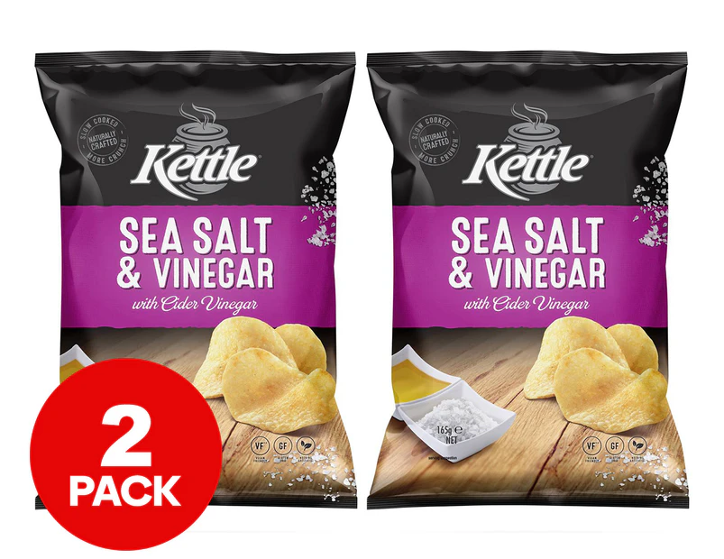 2 x Kettle Potato Chips Sea Salt & Vinegar 165g