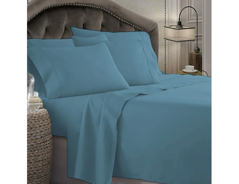 1800TC Ultra Soft Wrinkle Free Sheet Set | 4pc - 6pc Set Luxury Soft Sheets | Summer Cooling Sheets - Steel Blue