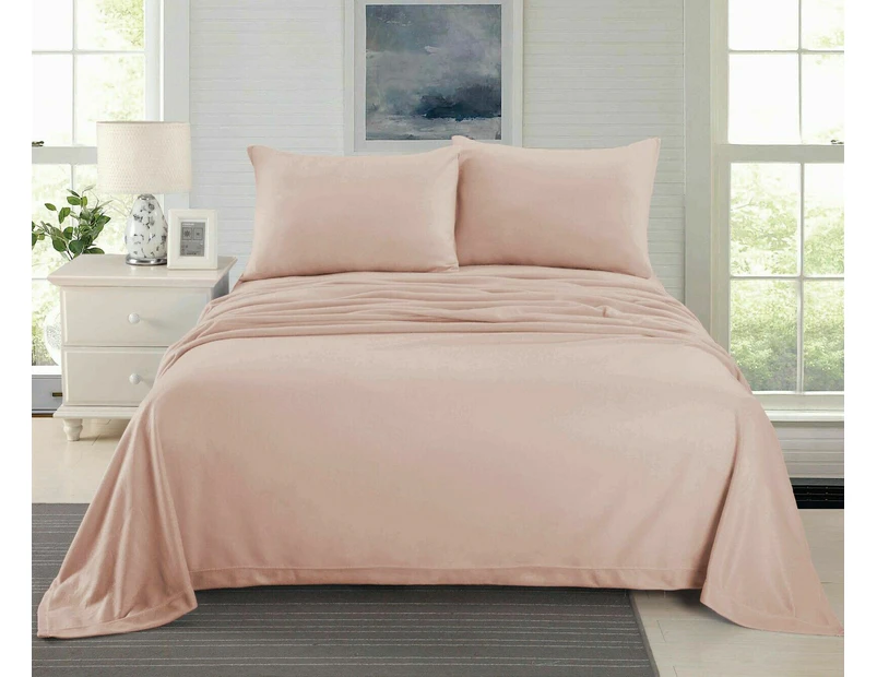 Ultra Soft Cashmere Touch Polar Fleece Style Flannel Sheet Set | Warm Winter Sheets | 5 Sizes - 8 Colours - Dusty Pink