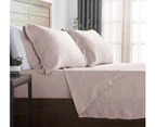 Premium Touch  French Linen Cotton Sheet Set | Luxury Breathable Linen Tencel Sheets | 5 Sizes - 6 Colours - Dusty Pink