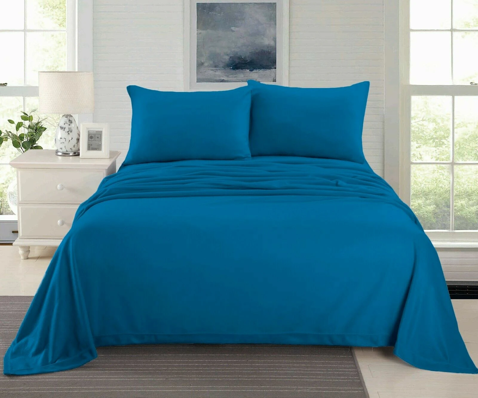 Ultra Soft Cashmere Touch Polar Fleece Style Flannel Sheet Set | Warm Winter Sheets | 5 Sizes - 8 Colours - Royal Blue