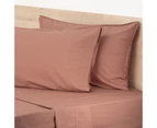300TC 100% Cotton Percale Helena Vintage Stone Washed Sheet Set by Renee Taylor | 3 Colours - 2 Sizes - Redwood