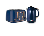 Vintage Electric Kettle and Toaster SET Combo Deal Stainless Steel Copper Blue