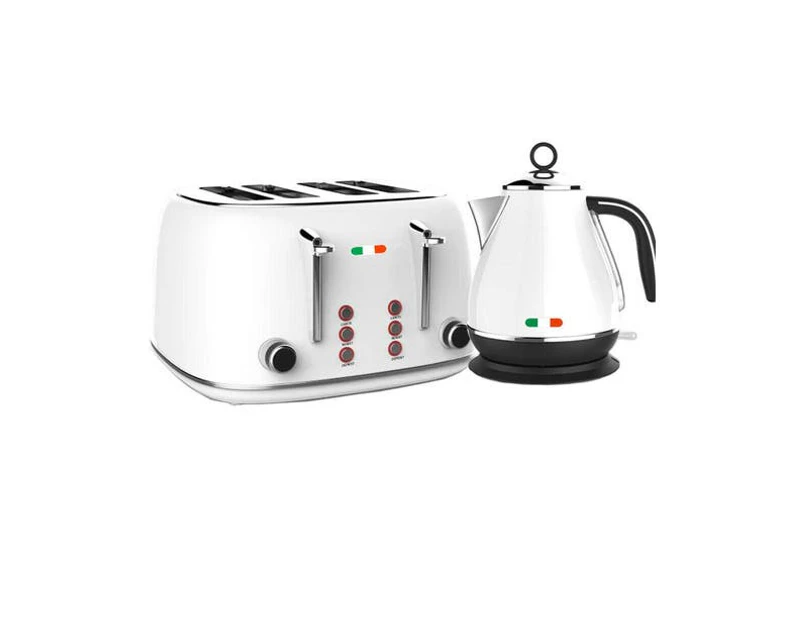 Vintage Electric kettle and Toaster Combo White Stainless Steel