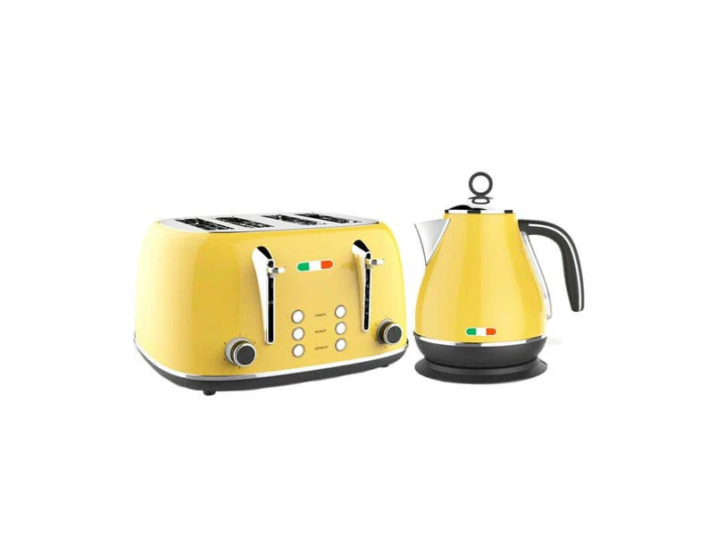 Vintage Electric Kettle and Toaster Combo Yellow Stainless Steel