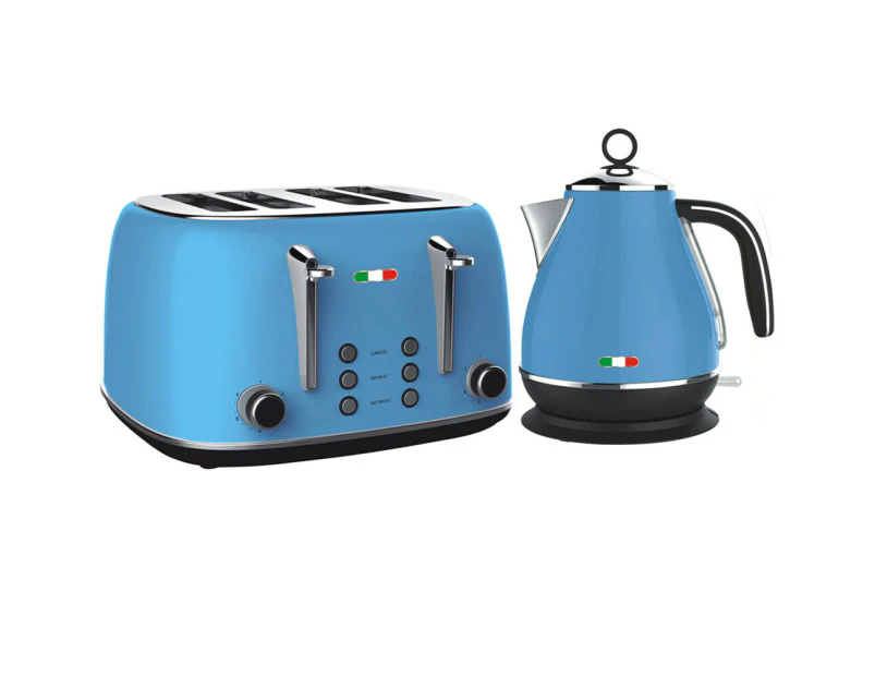 Vintage Electric Kettle and Toaster Combo Sky blue Stainless Steel