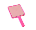 Makeup Mirror with Handle Good Grip Barber Hairdressing Handheld Mirror Square Makeup Vanity Mirror Salon Accessories-Rose Red