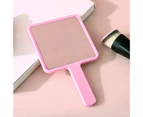 Makeup Mirror with Handle Good Grip Barber Hairdressing Handheld Mirror Square Makeup Vanity Mirror Salon Accessories-Pink