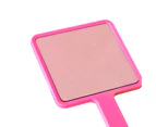 Makeup Mirror with Handle Good Grip Barber Hairdressing Handheld Mirror Square Makeup Vanity Mirror Salon Accessories-Rose Red