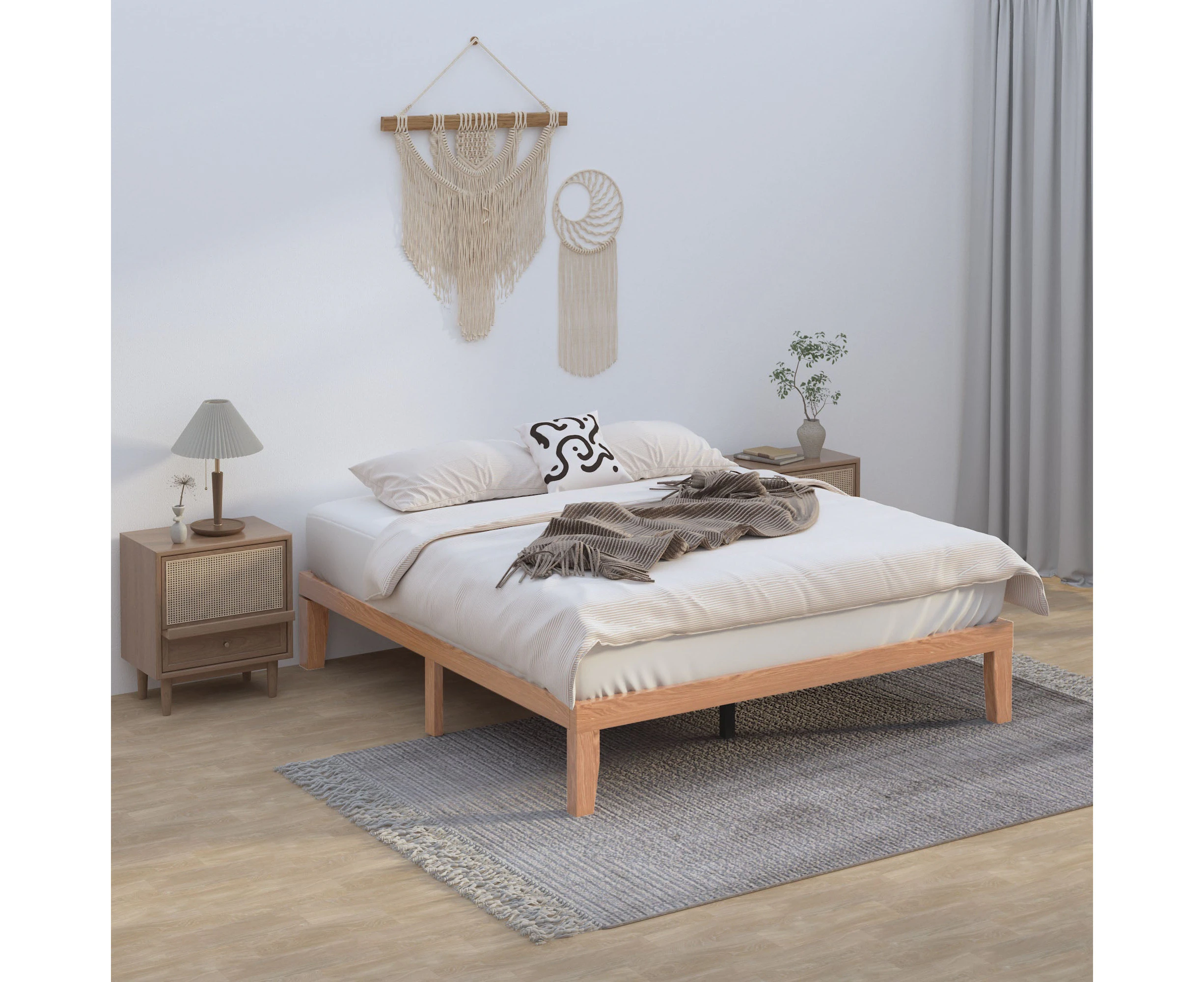 Warm Wooden Natural Bed Base Frame &#8211; King Single