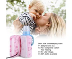 Baby Bottle Warmer - Usb Portable Travel Mug Milk Warmer Bottle Warmer Feeding Bottle Infant Storage Bag - Pink