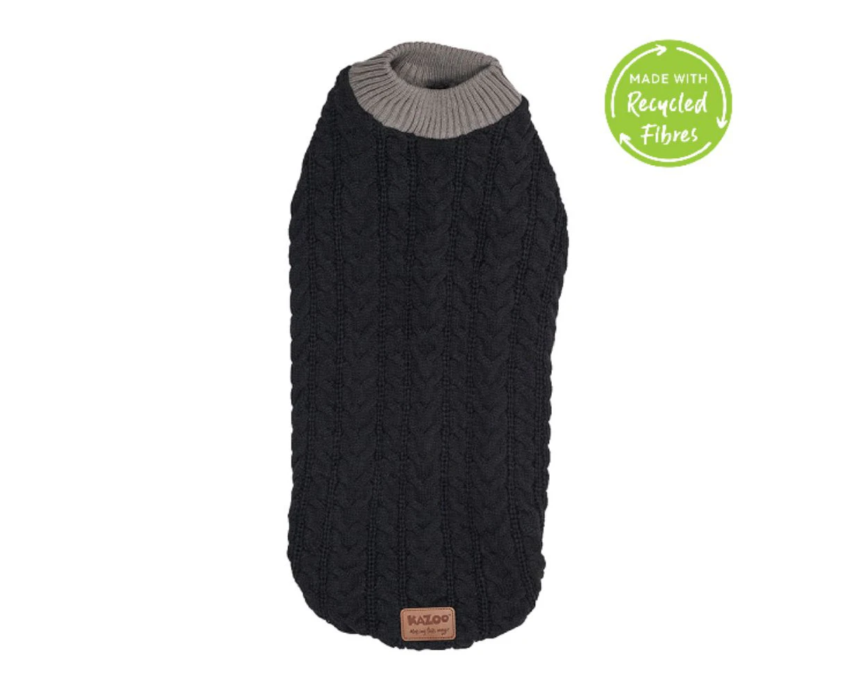 Kazoo Cable Knit Dog Jumper Black Intermediate