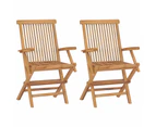 vidaXL Folding Garden Chairs 2 pcs Solid Teak Wood