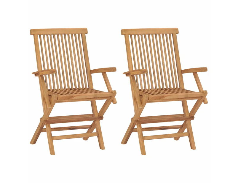 vidaXL Folding Garden Chairs 2 pcs Solid Teak Wood