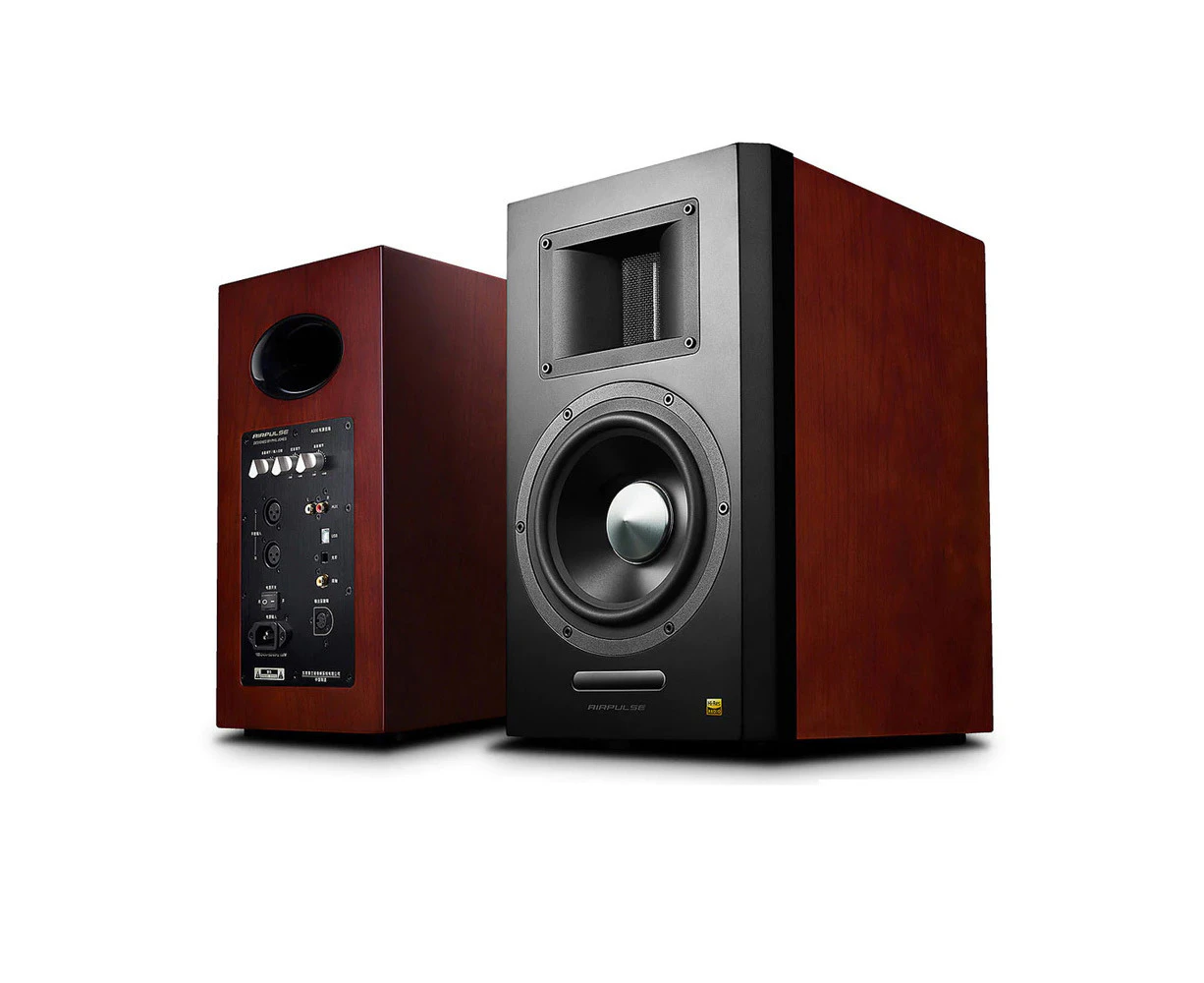 Airpulse A300 Dual Active Home Studio Monitor Bookshelf Speaker Sound Cherrywood