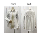Strapsco Sequins Denim Jacket for Women Oversized Distressed Jean Outwear-White