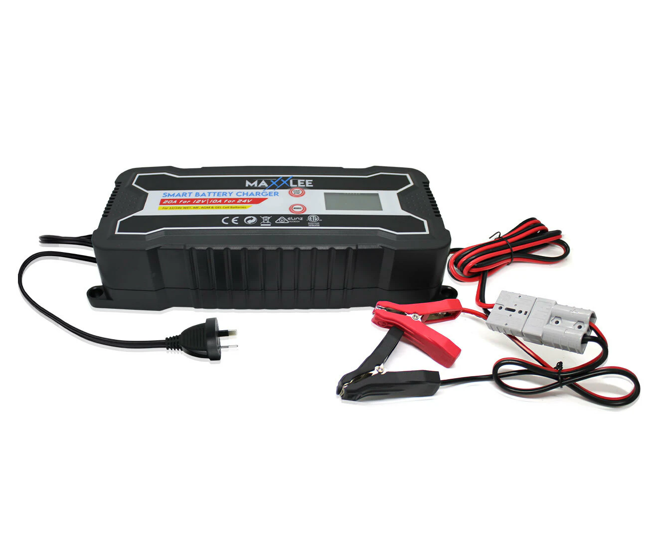 Maxxlee 20A 12V 24V Smart Automatic 8 Stage Fast Battery Charger SLA Car 4WD Caravan 10A