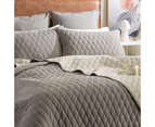 Reversible Diamante Vintage Stone Washed 100% Cotton Quilted Coverlet Set by Renee Taylor | 2 Sizes - 6 Colours - Charcoal