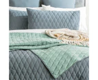 Reversible Diamante Vintage Stone Washed 100% Cotton Quilted Coverlet Set by Renee Taylor | 2 Sizes - 6 Colours - Mineral