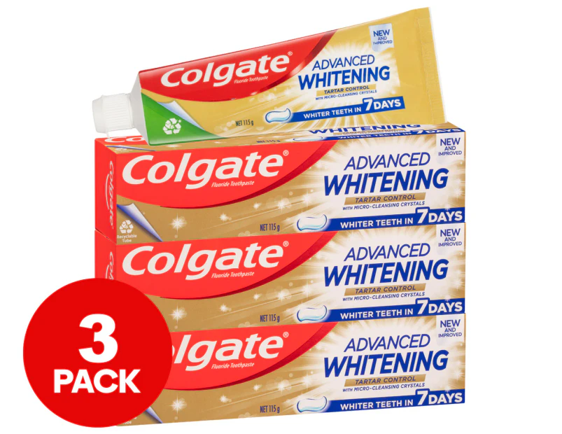 3 x Colgate Advanced Whitening Tartar Control Toothpaste 115g