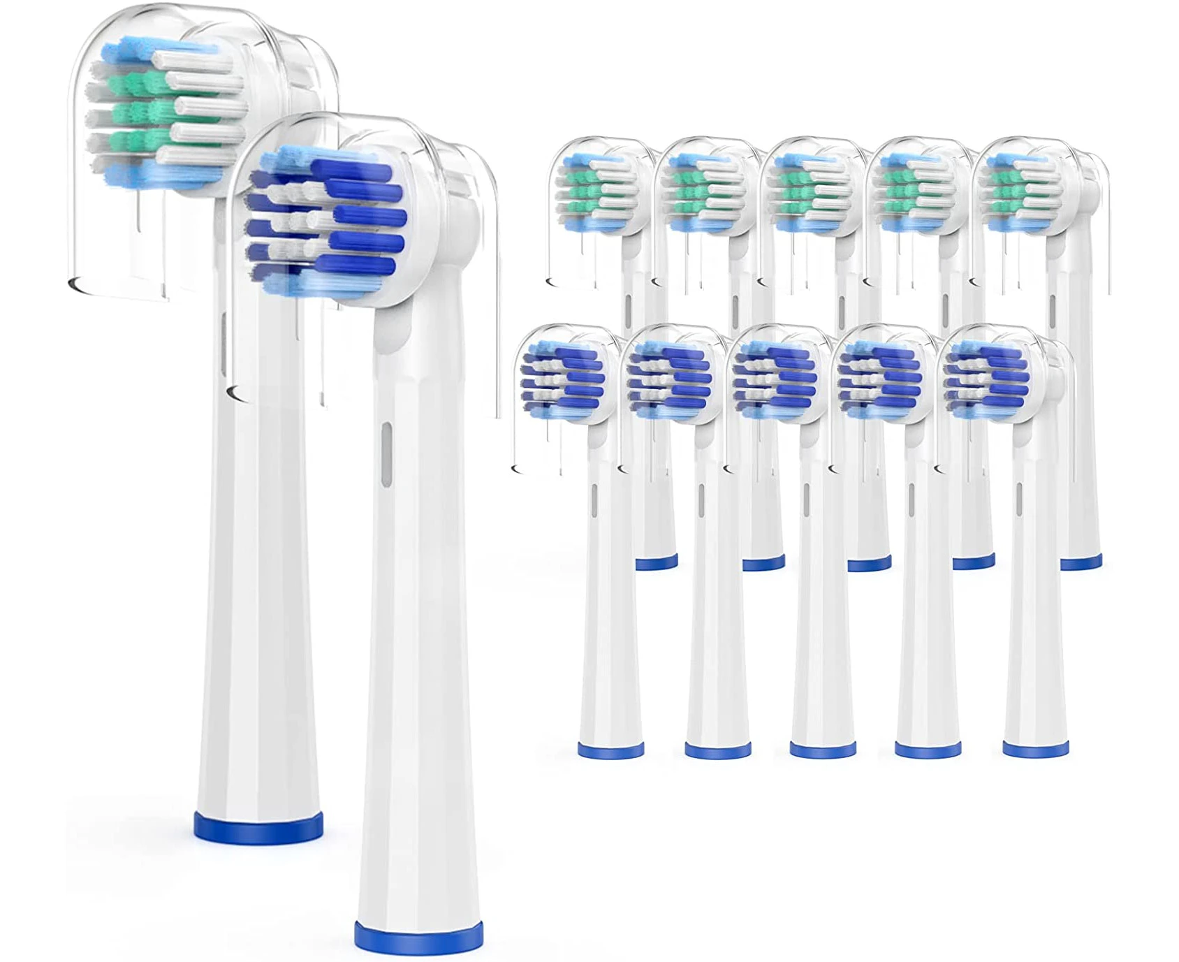 12 Pack Replacement Heads Compatible with Oral B Braun OralB Pro/Plus Electric Toothbrush Heads Precision Refills with Protective cover