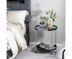 Giantex 2-Tier Round Side Table Accent End Table w/Removable Tray & Metal Frame Elegant Coffee Table Nightstand
