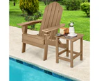 Costway Coffee Side Table Weather-resistant Adirondack Table HDPE Indoor Outdoor Furniture Garden Patio Brown