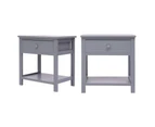 Heritage Bedside Tables X2 Pce Nightstand Drawers Side Table With Shelf Grey