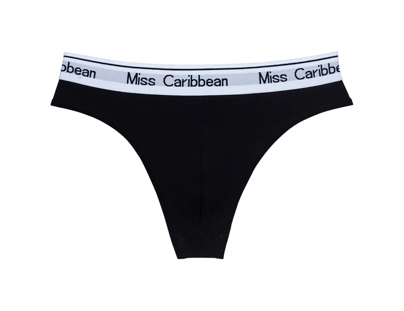 Men Brief U Convex Elasticity Jockstrap Soft Comfortable Letters Print Thong Underpants Daily Wear - Black