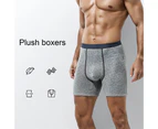 Mid-Rise Elastic Waistline Stretchy Fleece Lining Men Panties Simple Patchwork Color U Convex Shorts Briefs - Grey
